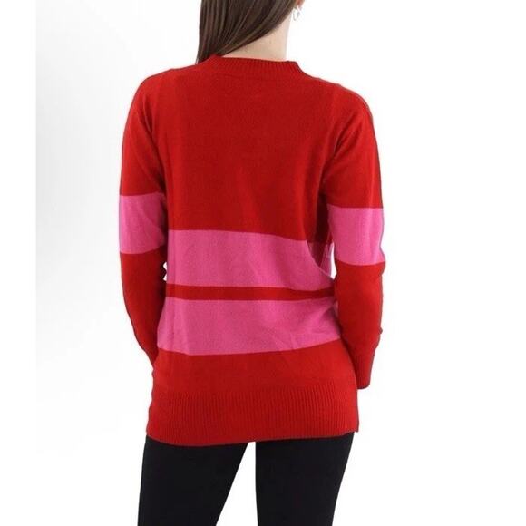 Madeleine Thompson Womens Red Knit Ribbed Trim Cardigan Sweater L NWT Valentine - Picture 2 of 12